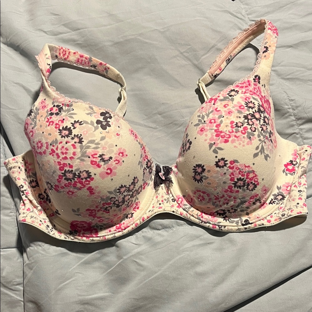 Victoria's Secret lined Demi Pink Floral Bra